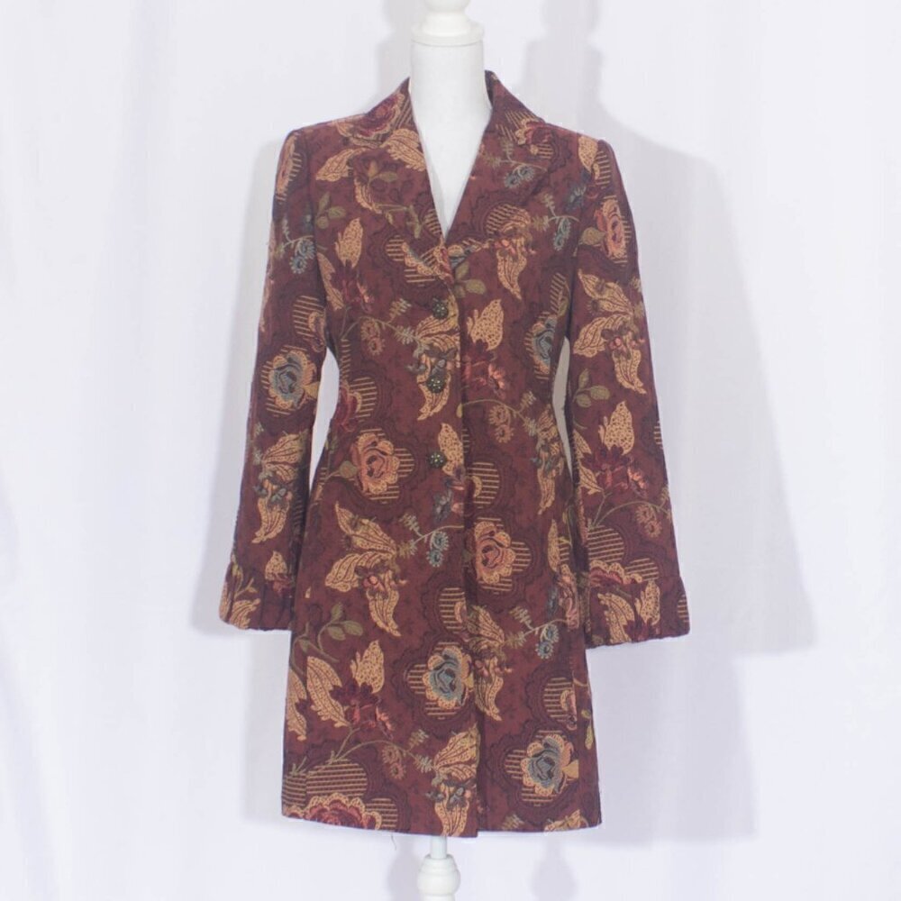 CAbI Vintage 749 Guinevere Jacobean Tapestry Long Coat Size 8 - Picture 2 of 8